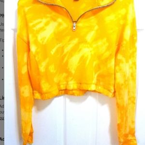 Gold Yellow Tie Dye/Bleached Cropped Sweater